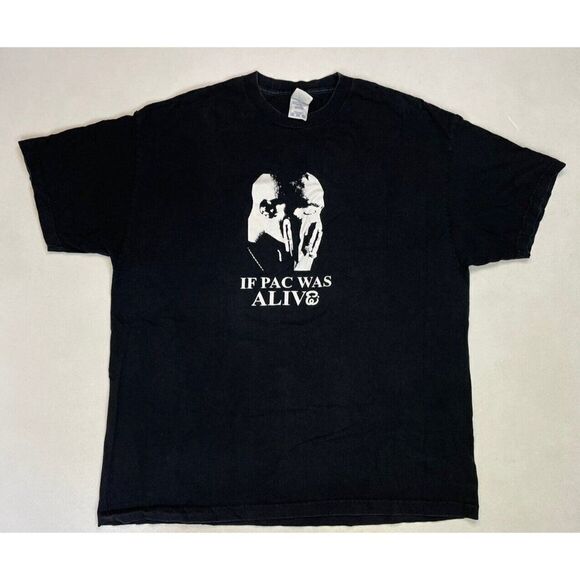 2pac Tupac Shakur If Pac Was Alive Graphic T-shirt Men XXL Black Rap Music - Picture 1 of 5
